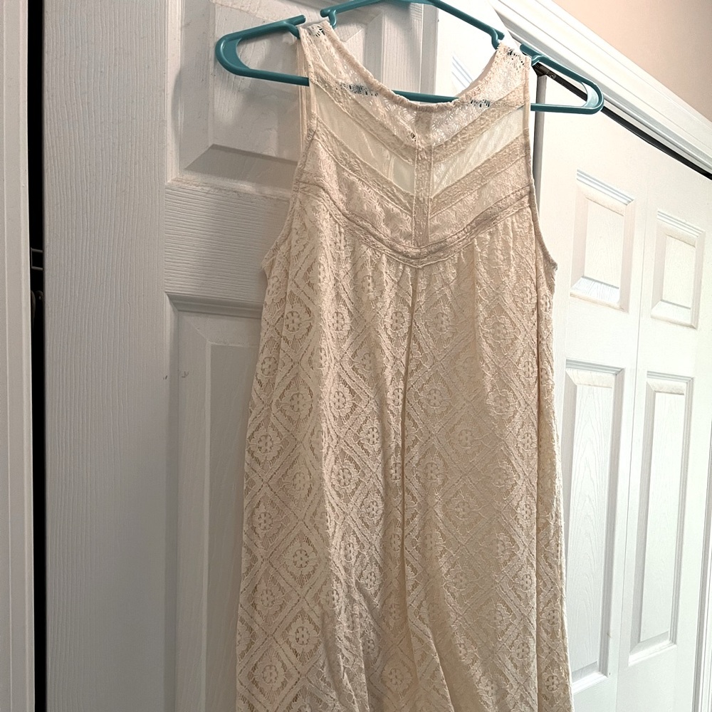 Cream lace mini shift dress